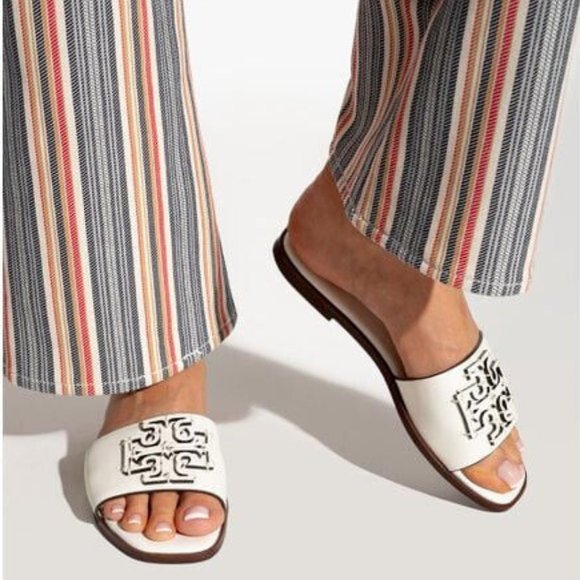 ❤️ NIB Tory Burch Ines Slide Leather Sandal BLACK 6.5 7 7.5 8.5 9 9.5 10 AUTHNTC
